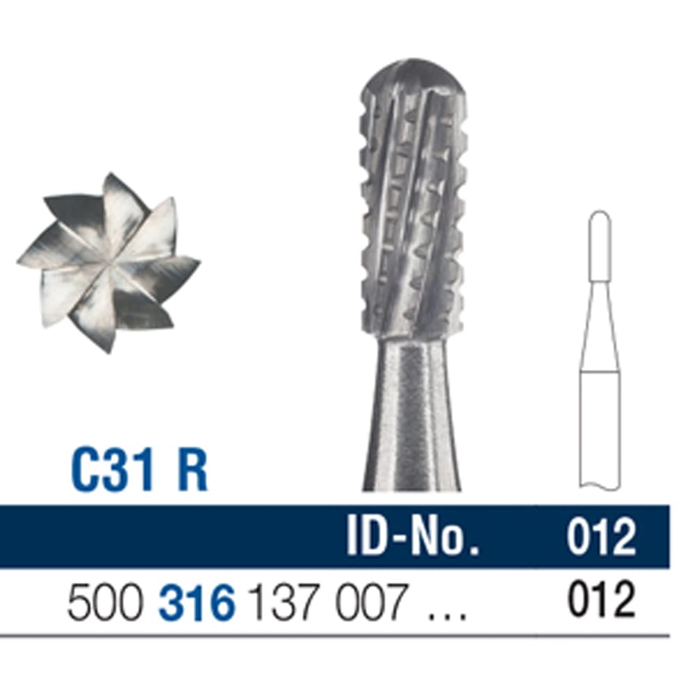 Ela Carbide Bur FG Surgical Fig 31R, 137 012 (1558) - Pack 6