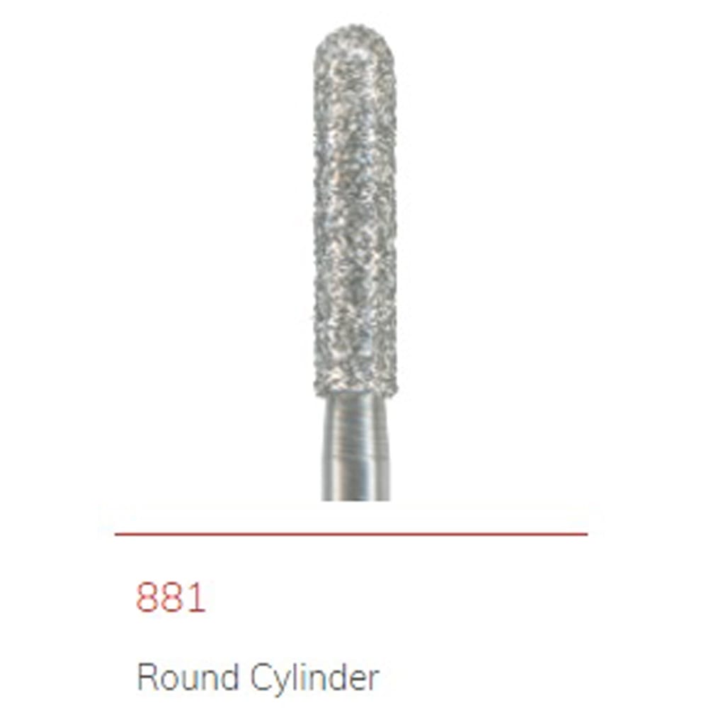 NTI Diamond Bur FG Round End Cylinder 881 - Pack 5