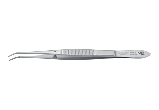 Tweezers Perry Curved Serrated 12.5cm, 2913