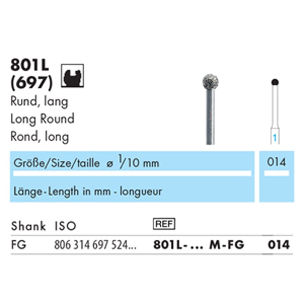 NTI Diamond Bur FG Round Long 801L