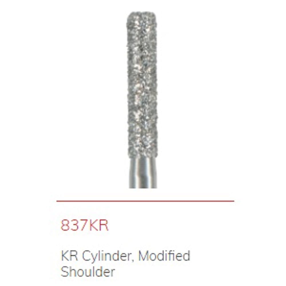 NTI Diamond Bur FG KR Cylinder 837KR - Pack 5