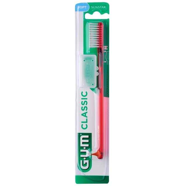 Gum Classic Toothbrush Soft, 4-Row Full with Cap/Tray/Packer, 411MJ - Asst Colours Pack 12