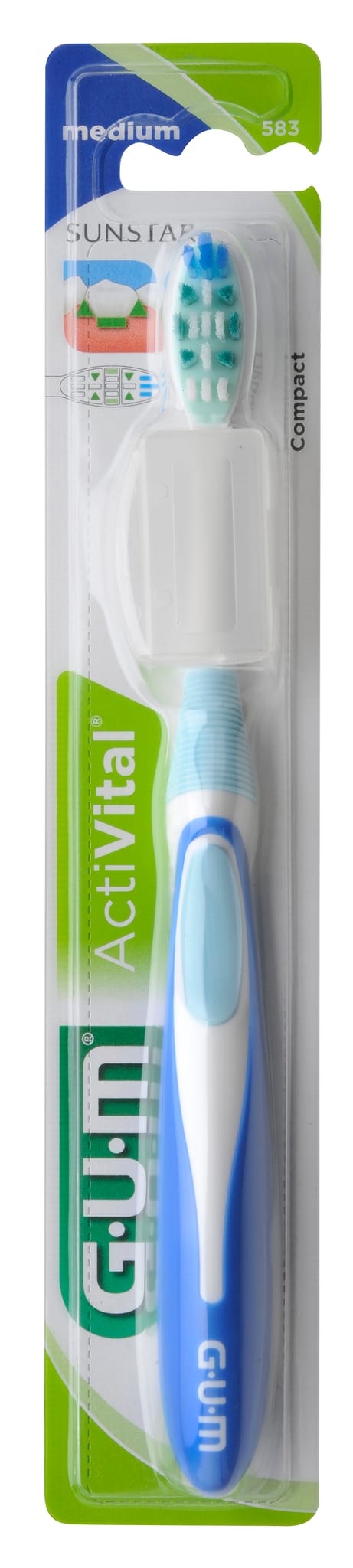 Gum Activital Toothbrush Medium with Tray/Packer, 583M - Asst Colours Pack 12