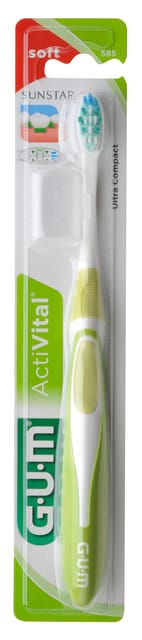 Gum Activital Toothbrush Soft, Ultra Compact with Tray/Packer, 585MB - Asst Colours Pack 12