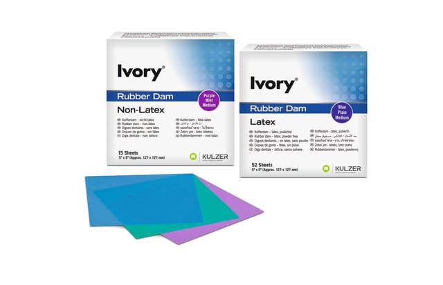 Ivory Non Latex Rubber Dam 5x5 Medium Mint -15 Sheets